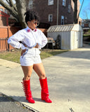 Upcycled White Top and Shorts Set