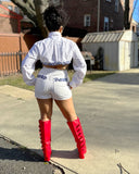 Upcycled White Top and Shorts Set