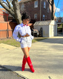 Upcycled White Top and Shorts Set