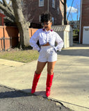Upcycled White Top and Shorts Set