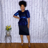 Blue & Black Shimmer Dress
