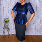 Blue & Black Shimmer Dress