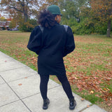 Leather Detail Wool Coat