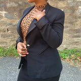 Jeweled Button Black Blazer