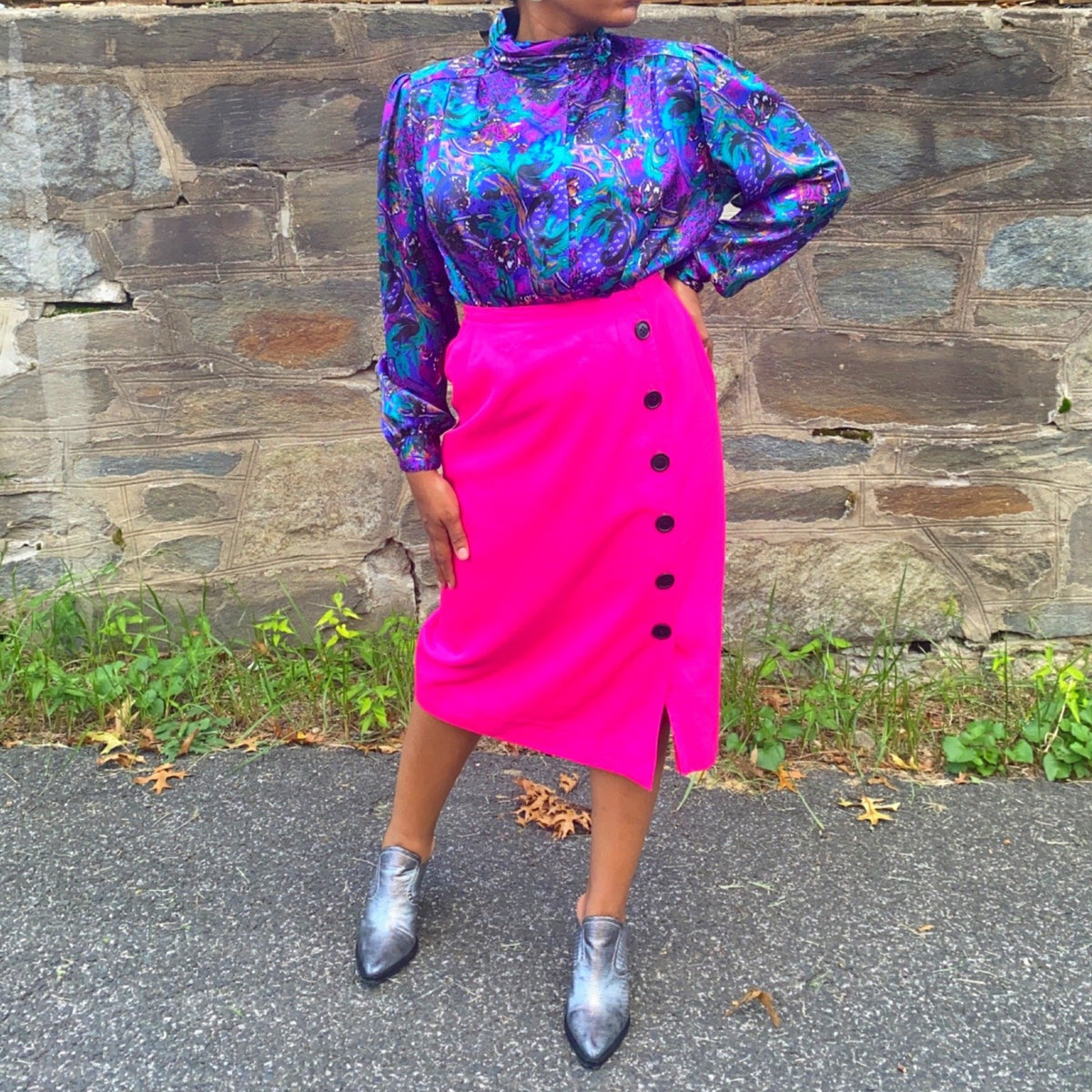 Harvey Pencil Button Up Skirt Cre8tive Orchid