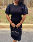 Leslie Fay Puff Sleeve Dress