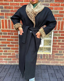 Braefair Leopard Trim Wool Coat