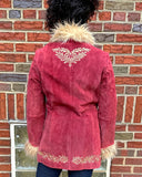 Red Suede 1970s Coat