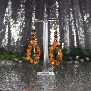 Orange Beaded Dangle Earring