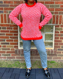 Red and White Crochet Sweater