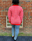 Red and White Crochet Sweater