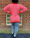 Red and White Crochet Sweater